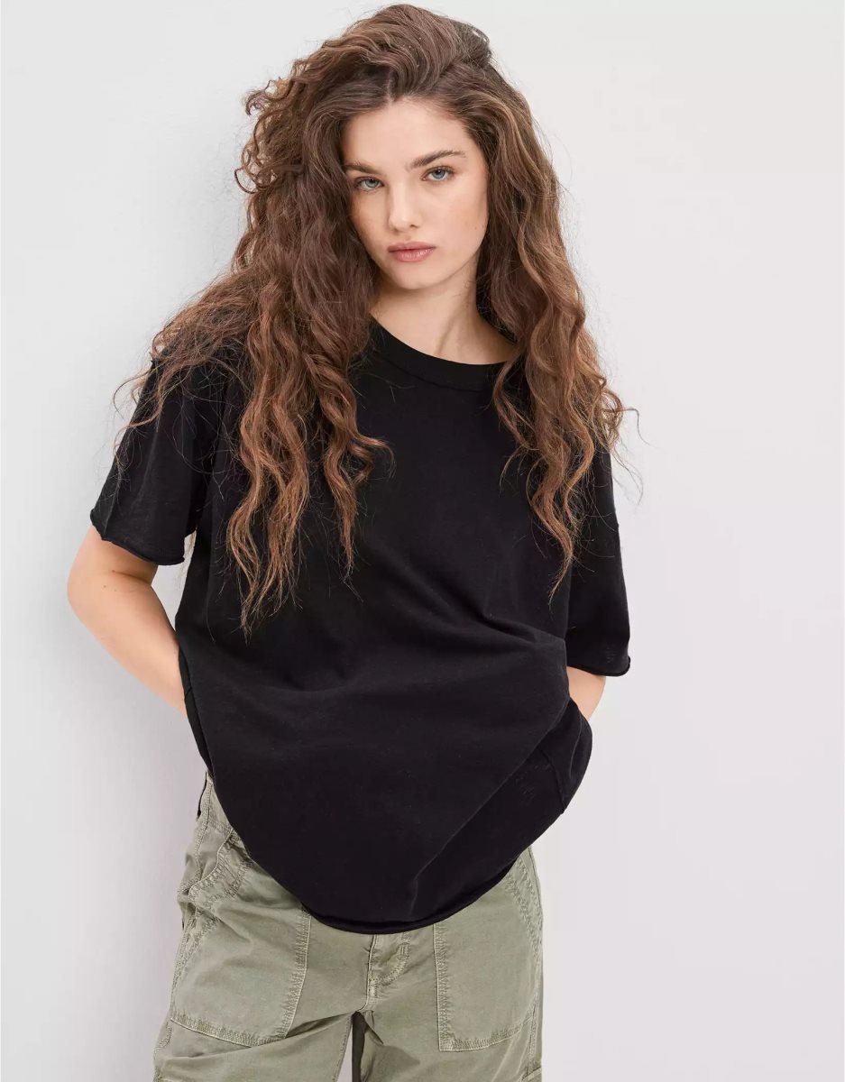 T Shirts American Eagle AE Oversized Tee Noir Femme | UDY-54067217